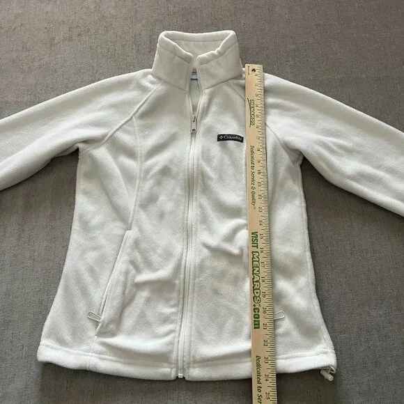 Columbia Full Zip Up Jacket Fleece Women Small White Pockets Outdoor Lightweight - Picture 11 of 11